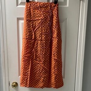 Mango Orange Polka Dot Maxi Skirt